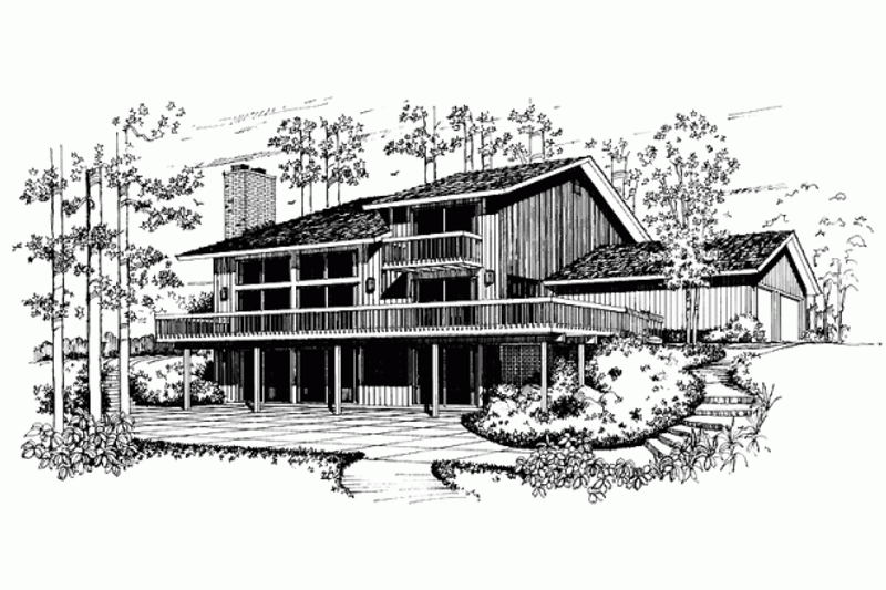 Dream House Plan - Exterior - Rear Elevation for Contemporary House Plan #72-454 - 2 bed, 2.5 bath