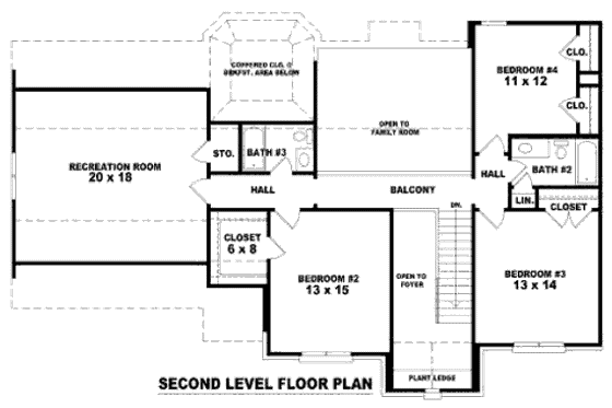 Floor Plan - Upper Floor for Traditional House Plan #81-13698 - 4 bed, 3.5 bath