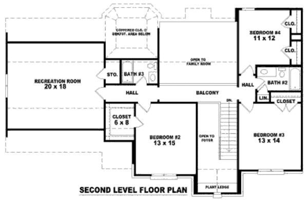 Traditional Floor Plan - Upper Floor Plan #81-13698