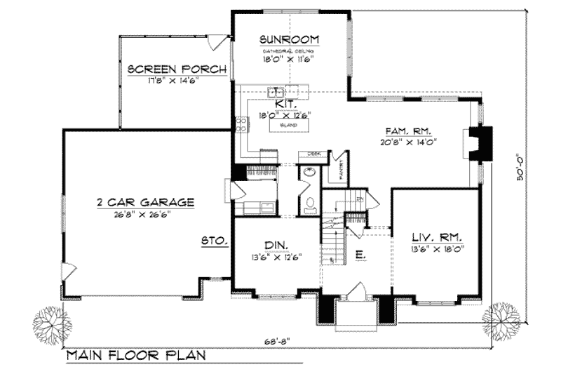 House Plan Design - Floor Plan - Main Floor for Modern House Plan #70-439 - 4 bed, 2.5 bath