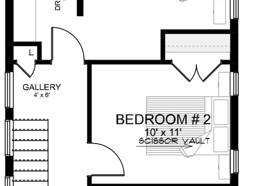 Floor Plan - Upper Floor for Contemporary House Plan #1101-33 - 3 bed, 2.5 bath