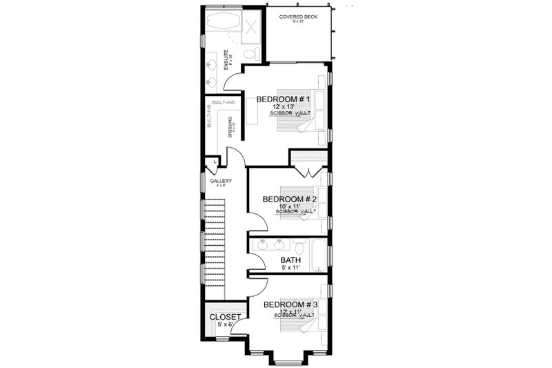 Architectural House Design - Floor Plan - Upper Floor for Contemporary House Plan #1101-33 - 3 bed, 2.5 bath