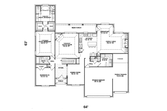 Floor Plan - Main Floor for Traditional House Plan #81-333 - 4 bed, 3.5 bath