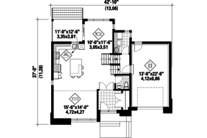 Floor Plan - Main Floor for Contemporary House Plan #25-4307 - 4 bed, 2 bath
