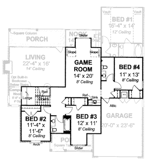 Dream House Plan - Traditional Floor Plan - Upper Floor Plan #20-1678