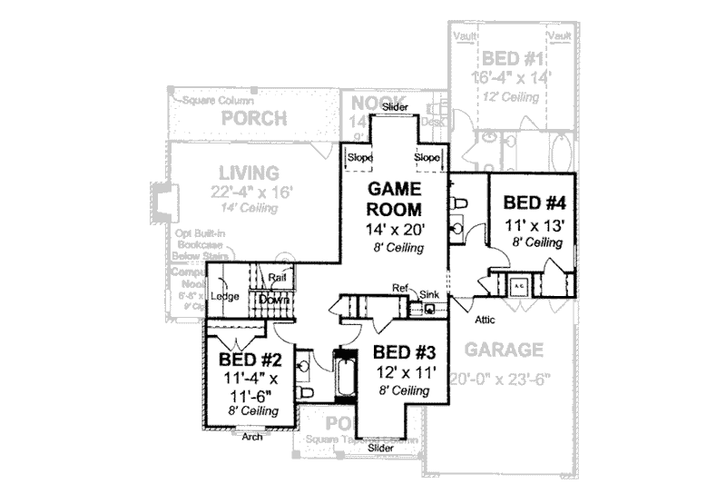 Dream House Plan - Floor Plan - Upper Floor for Traditional House Plan #20-1678 - 4 bed, 4 bath