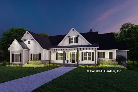 Exterior - Front Elevation 3 for Farmhouse House Plan #929-1152 - 5 bed, 5 bath