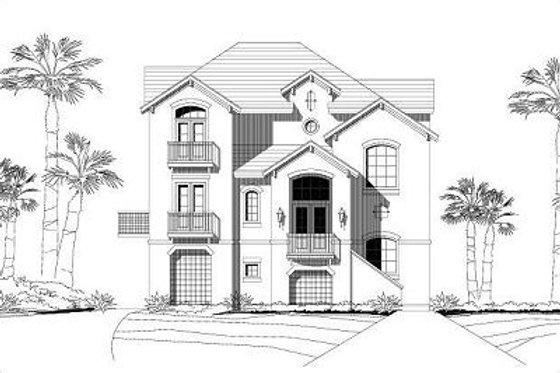 Exterior - Front Elevation for Mediterranean House Plan #411-627 - 4 bed, 3 bath