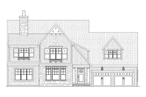 Exterior - Front Elevation 3 for Traditional House Plan #901-18 - 3 bed, 2.5 bath