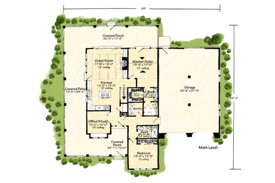 Floor Plan - Main Floor for Barndominium House Plan #942-63 - 4 bed, 3 bath
