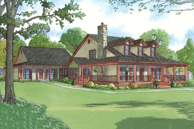 Dream House Plan - Exterior - Front Elevation 3 for Farmhouse House Plan #923-22 - 6 bed, 4 bath