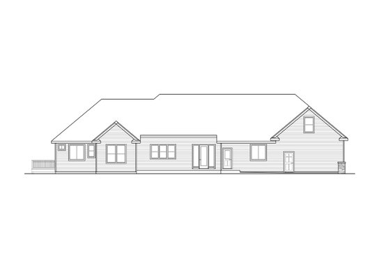 Exterior - Rear Elevation for Ranch House Plan #124-1314 - 3 bed, 2.5 bath