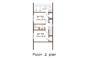Floor Plan - Upper Floor for Bungalow House Plan #79-318 - 3 bed, 2.5 bath