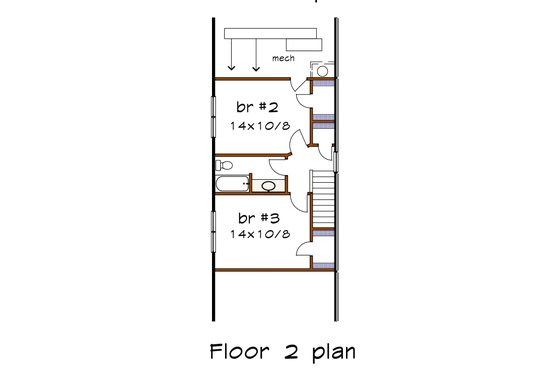 Floor Plan - Upper Floor for Bungalow House Plan #79-318 - 3 bed, 2.5 bath