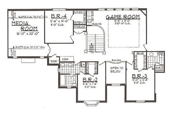 Floor Plan - Upper Floor for European House Plan #62-144 - 4 bed, 3.5 bath