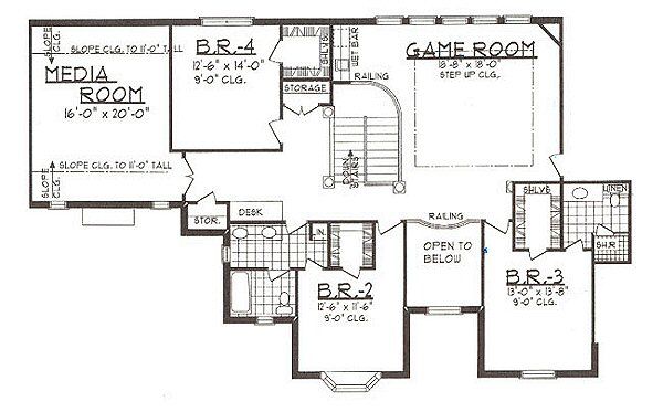 European Floor Plan - Upper Floor Plan #62-144