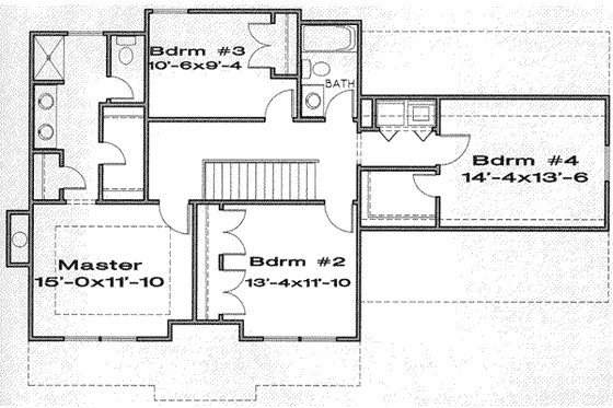 Floor Plan - Upper Floor for Traditional House Plan #6-122 - 4 bed, 2.5 bath