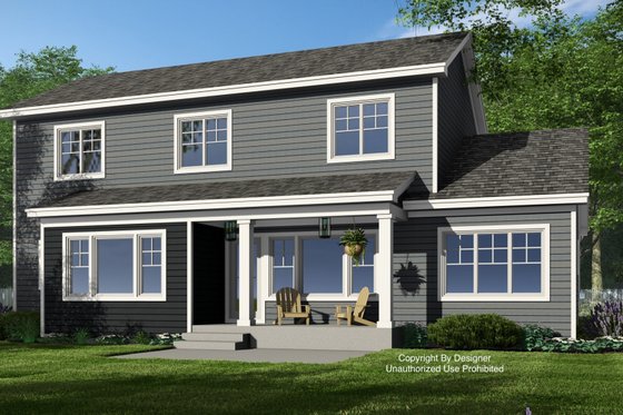Exterior - Rear Elevation for Craftsman House Plan #51-1373 - 4 bed, 3.5 bath