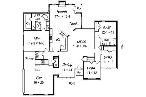 Floor Plan - Main Floor for European House Plan #329-270 - 4 bed, 2.5 bath