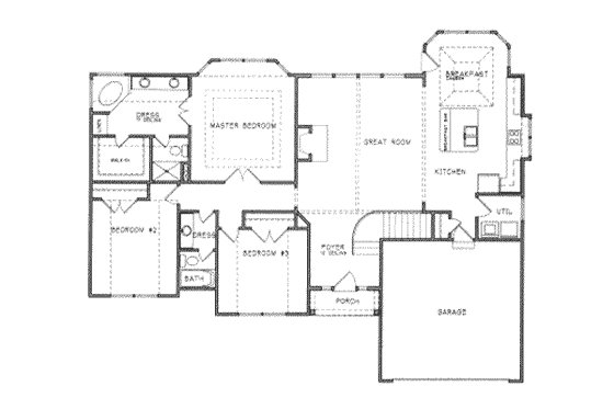 Floor Plan - Main Floor for European House Plan #6-207 - 3 bed, 2 bath