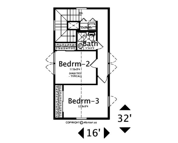 Farmhouse Floor Plan - Upper Floor Plan #487-7