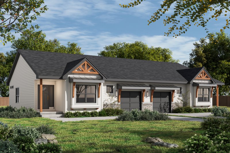 House Blueprint - Exterior - Front Elevation 3 for Farmhouse House Plan #20-2596 - 4 bed, 2 bath