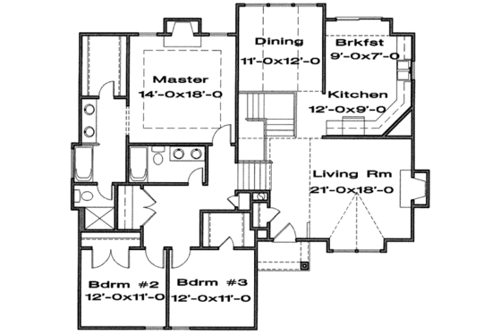 Floor Plan - Main Floor for Traditional House Plan #6-176 - 3 bed, 2 bath