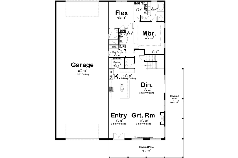 Architectural House Design - Floor Plan - Main Floor for Barndominium House Plan #455-580 - 5 bed, 4.5 bath