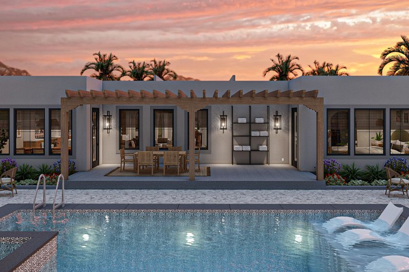 Home Plan - Exterior - Rear Elevation for Mediterranean House Plan #455-566 - 4 bed, 3.5 bath