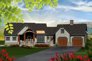 Ranch Exterior - Front Elevation Plan #70-1173