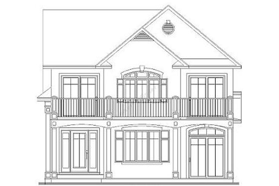 Exterior - Rear Elevation 1 for Traditional House Plan #23-2011 - 3 bed, 2.5 bath
