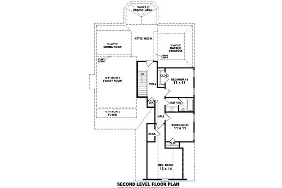 Floor Plan - Upper Floor for European House Plan #81-777 - 3 bed, 2.5 bath