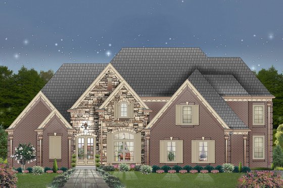Front view - 5500 square foot European home