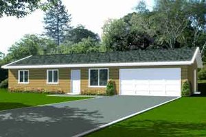 Ranch Exterior - Front Elevation Plan #1-1045