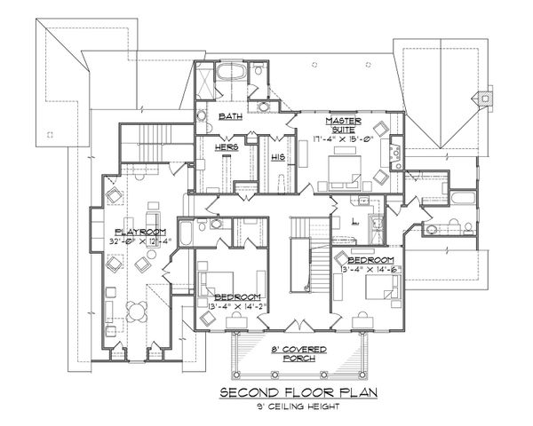 Colonial Floor Plan - Upper Floor Plan #1054-78