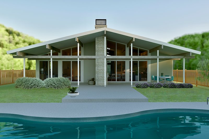 House Design - Exterior - Rear Elevation 3 for Ranch House Plan #489-2 - 3 bed, 2.5 bath