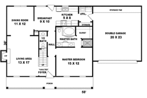 Floor Plan - Main Floor for Southern House Plan #81-457 - 3 bed, 2.5 bath