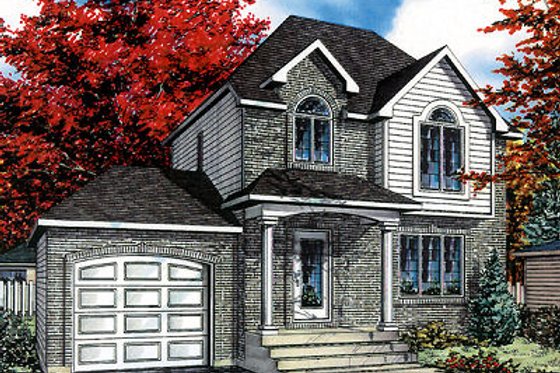 Exterior - Front Elevation for European House Plan #138-206 - 3 bed, 1.5 bath