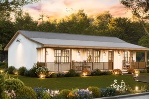 Exterior - Front Elevation 3 for Ranch House Plan #54-610 - 3 bed, 2 bath