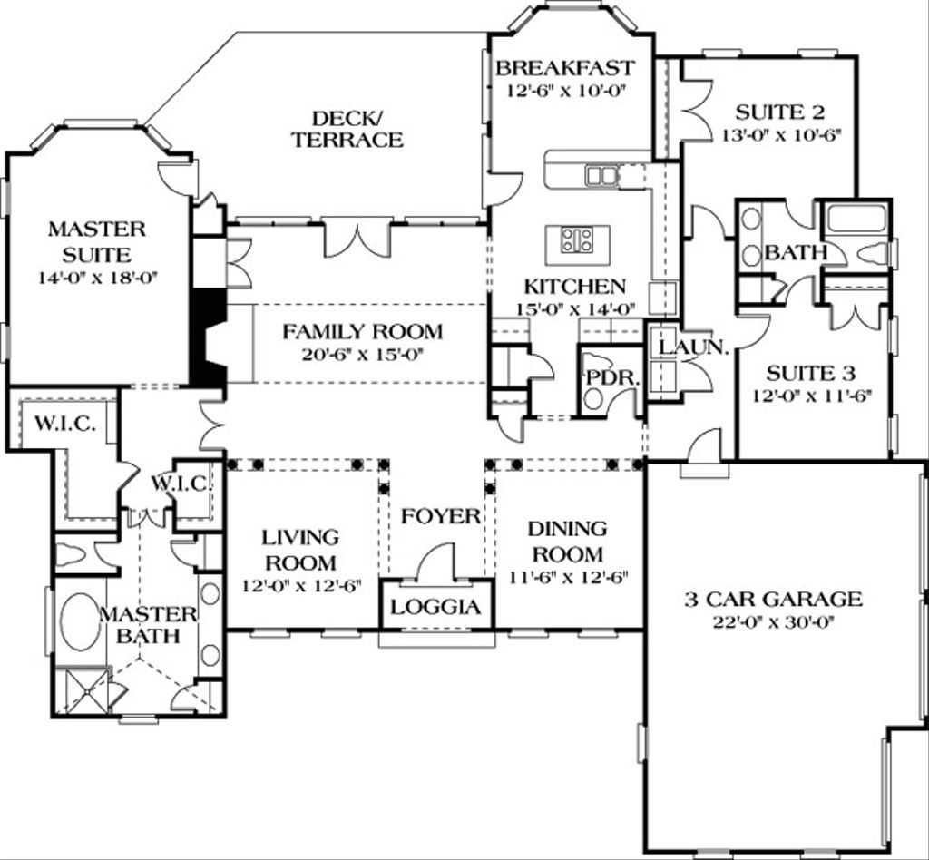 European Style House Plan 3 Beds 2.5 Baths 2500 Sq/Ft