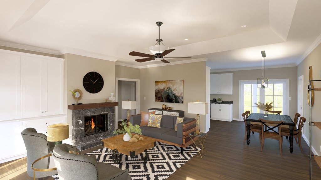 Interior - Family Room for Ranch House Plan #44-257 - 3 bed, 2 bath