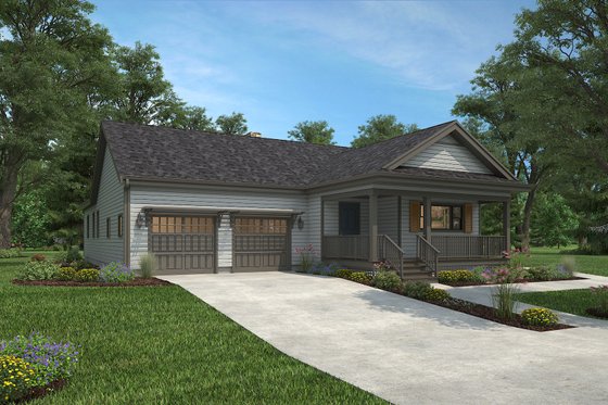 Exterior - Front Elevation 4 for Country House Plan #497-42 - 3 bed, 2 bath