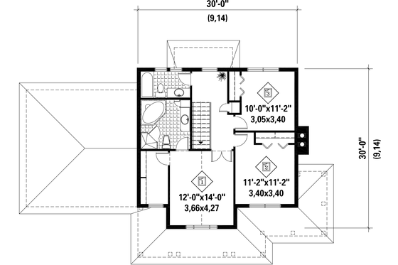 Floor Plan - Upper Floor for Country House Plan #25-4318 - 3 bed, 2 bath