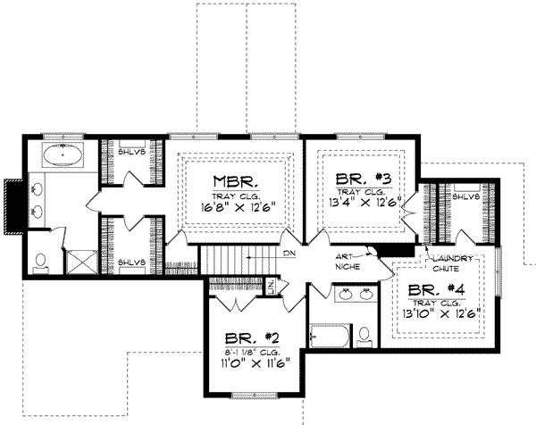 Dream House Plan - Traditional Floor Plan - Upper Floor Plan #70-605