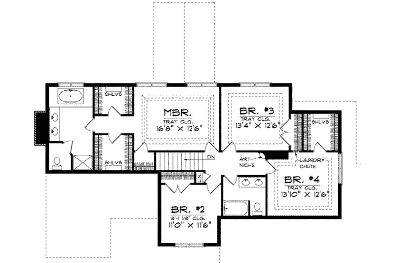Home Plan - Floor Plan - Upper Floor for Traditional House Plan #70-605 - 4 bed, 2.5 bath