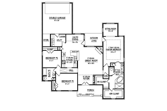 Floor Plan - Main Floor for Traditional House Plan #424-279 - 3 bed, 2 bath