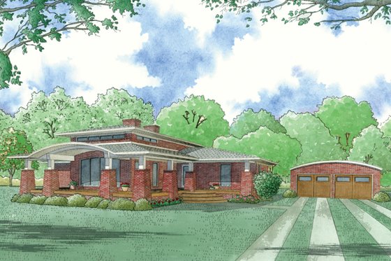 Exterior - Front Elevation 3 for Modern House Plan #923-83 - 4 bed, 2 bath