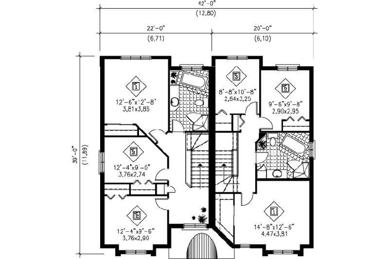 Dream House Plan - Floor Plan - Upper Floor for European House Plan #25-386 - 3 bed, 1.5 bath
