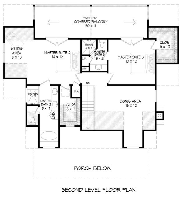 Cabin Floor Plan - Upper Floor Plan #932-252
