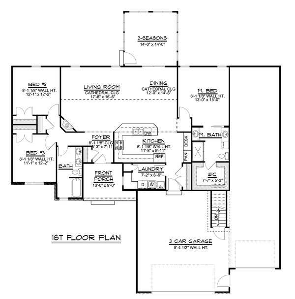 Craftsman Floor Plan - Main Floor Plan #1064-79